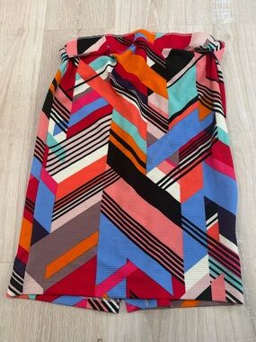 ECI Multicolor Geometric Print Skirt - Red, Blue, Pink, Orange, Black